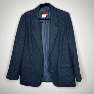 Patina International Vintage Blue & Black Textured Blazer Women's Size M
